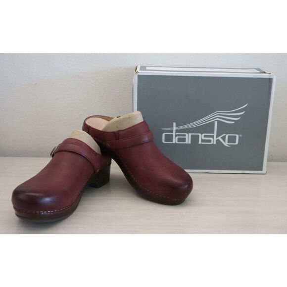 Dansko 9421-257800 Women's Sz 37 US 6.5-7 Ruby Berry Milled Burnished Mules - Picture 1 of 16